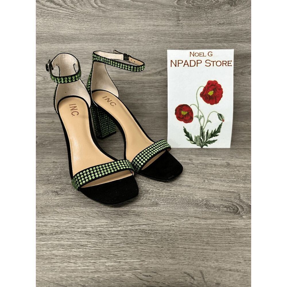 INC International Concepts Women's Lexini Two Piece Sandals - Green Bling 9.5M